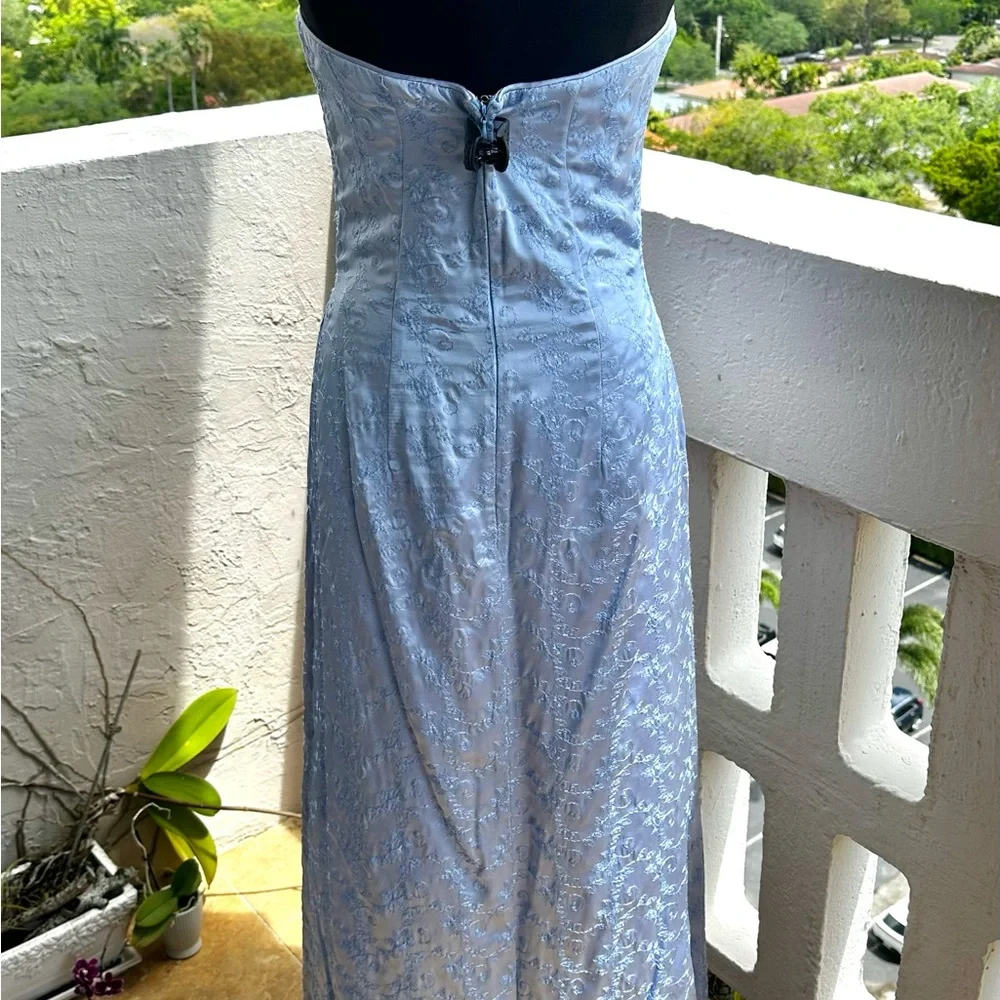 Jessica McClintock Blue Strapless Embroidered Gown Sz 10 Fits 6  NWT Formal Prom - Picture 3 of 13